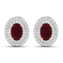 14KT Yellow Gold 1.12ctw Ruby and Diamond Earrings