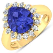 14KT Yellow Gold 2.97ct Tanzanite and Diamond Ring