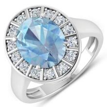 14KT White Gold 2.9ct Aquamarine and Diamond Ring