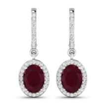 14KT White Gold 3ctw Ruby and Diamond Earrings