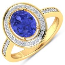 14KT Yellow Gold 1.41ctw Tanzanite and Diamond Ring