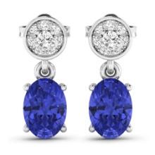 14KT White Gold 1.24ctw Tanzanite and Diamond Earrings