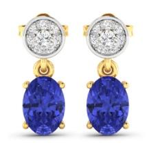 14KT Yellow Gold 1.24ctw Tanzanite and Diamond Earrings