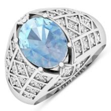 14KT White Gold 1.9ctw Aquamarine and Diamond Ring