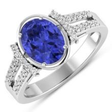 14KT White Gold 1.41ctw Tanzanite and Diamond Ring