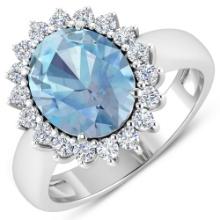 14KT White Gold 2.9ctw Aquamarine and Diamond Ring