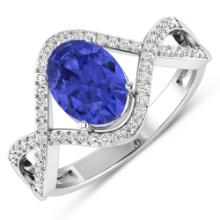 14KT White Gold 1.09ctw Tanzanite and Diamond Ring