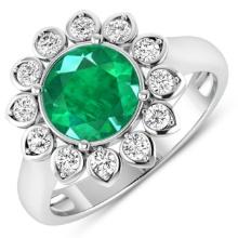 14KT White Gold 1.8ctw Zambian Emerald and Diamond Ring