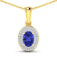 14KT Yellow Gold 0.62ctw Tanzanite and Diamond Pendant