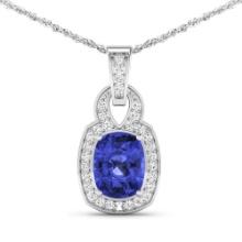 14KT White Gold 2.02ctw Tanzanite and Diamond Pendant