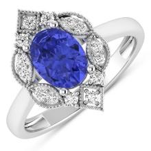 14KT White Gold 1.09ctw Tanzanite and Diamond Ring