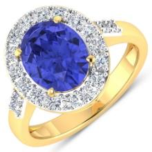 14KT Yellow Gold 2.21ct Tanzanite and Diamond Ring