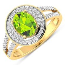 14KT Yellow Gold 1.05ctw Peridot and Diamond Ring