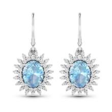 14KT White Gold 2.56ctw Aquamarine and Diamond Earrings