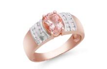 14KT Rose Gold 1.23ct Morganite and Diamond Ring