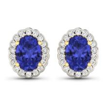 14KT Yellow Gold 1.24ctw Tanzanite and Diamond Earrings