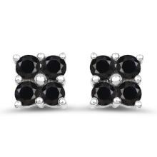 Plated 18KT White Gold 1.04ctw Black Sapphire Earrings