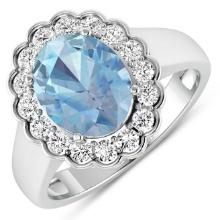 14KT White Gold 1.9ctw Aquamarine and Diamond Ring