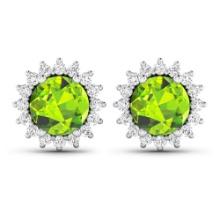 14KT White Gold 1.72ctw Peridot Topaz and Diamond Earrings