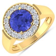 14KT Yellow Gold 2.02ct Tanzanite and Diamond Ring