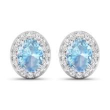 14KT White Gold 1.92ctw Aquamarine and Diamond Earrings