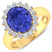 14KT Yellow Gold 3.43ctw Tanzanite and Diamond Ring