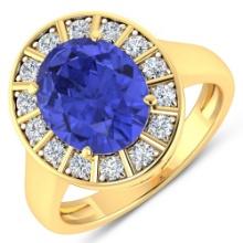 14KT Yellow Gold 3.43ct Tanzanite and Diamond Ring