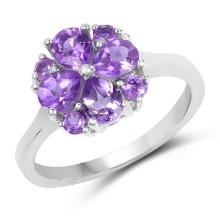 Plated Rhodium 1.44ctw Amethyst Ring