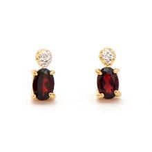 Plated 18KT Yellow Gold 0.82cts Garnets and Diamond Earrings