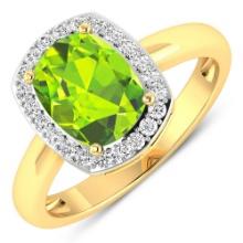 14KT Yellow Gold 2ctw Peridot and Diamond Ring