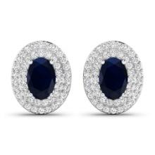 14KT White Gold 1.16ctw Blue Sapphire and Diamond Earrings