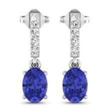 14KT White Gold 1.24ctw Tanzanite and Diamond Earrings