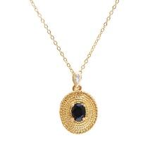 Plated 18KT Yellow Gold 1.52cts Sapphire and Diamond Necklace