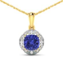 14KT Yellow Gold 1.99ctw Tanzanite and Diamond Pendant