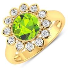 14KT Yellow Gold 1.85ctw Peridot and Diamond Ring