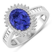 14KT White Gold 1.41ctw Tanzanite and Diamond Ring