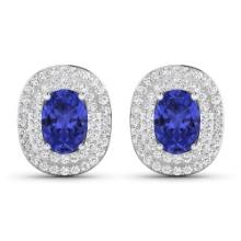 14KT White Gold 1.24ctw Tanzanite and Diamond Earrings