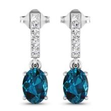 14KT White Gold 1.4ctw London Blue Topaz and Diamond Earrings