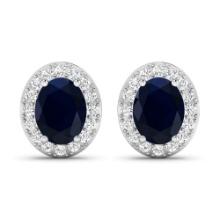 14KT White Gold 2.6ctw Blue Sapphire and Diamond Earrings