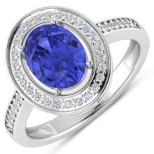 14KT White Gold 1.41ctw Tanzanite and Diamond Ring