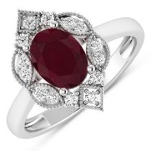 14KT White Gold 1.5ctw Ruby and Diamond Ring