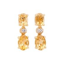 Plated 18KT Yellow Gold 2.22ctw Citrine and Diamond Earrings