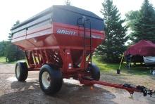 Brent 544 Gravity box with side extensions, roll-up tarp, surge brakes, rear hitch, rear light jack,