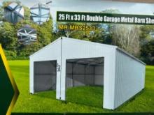 New Rhino Co 25ft x 33ft Double Garage/Metal Barn/Shed Kit Model MH-MBS2533