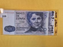 Two Crisp uncirculated Spain 500 pesetas