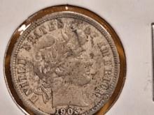 1903 Barber Dime in About Uncirculated - details