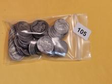 Fifty silver Mercury Dimes