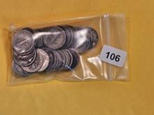 Fifty silver Mercury Dimes