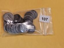 Fifty silver Mercury Dimes