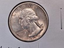 * Better Date 1934-D Washington Quarter in Brilliant AU-UNC